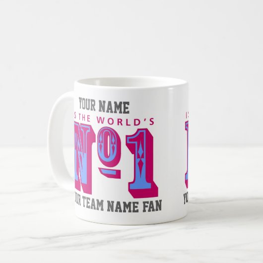 Nummer eins Fußballfan. Claret und Blau Kaffeetasse (Vorderseite Links)