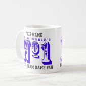 Nummer eins Fußballfan. Fußball-Unterstützer Kaffeetasse (Vorderseite Links)