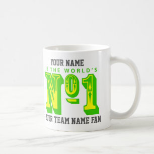 Nummer eins Fußballfan. Grün und Gelb Kaffeetasse