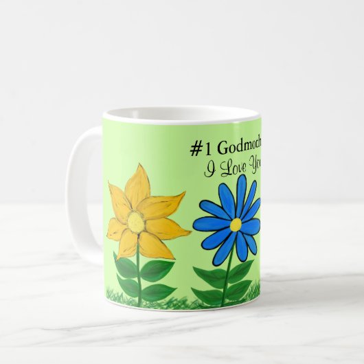 Nummer Eins Godmütterflorale personalisierte Fehle Kaffeetasse (Vorderseite Links)