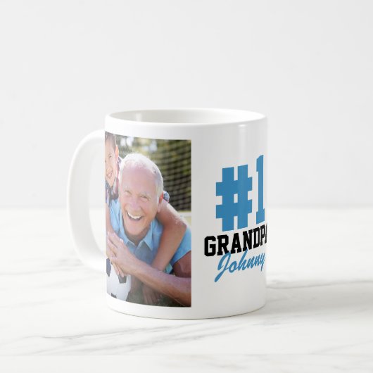 Nummer Eins Großvater 2 Foto Vatertag Kaffeetasse (Vorderseite Links)
