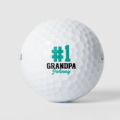 Nummer Eins Großvater Aquamariner Mit Monogramm Va Golfball (Vorderseite)