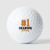Nummer Eins Großvater Orange Mit Monogramm Vaterta Golfball (Vorderseite)