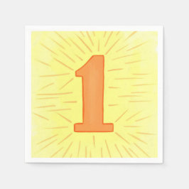 Nummer eins Orange Yellow Birthday Napkins Serviette