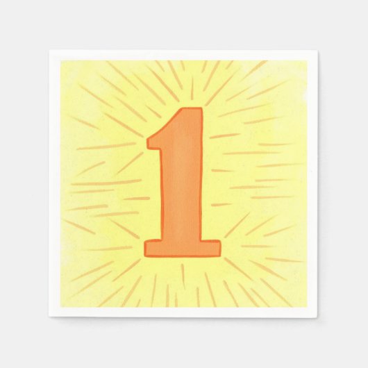 Nummer eins Orange Yellow Birthday Napkins Serviette (Vorderseite)