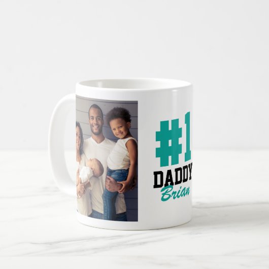 Nummer eins Papa 2 Foto Vatertag Kaffeetasse (Vorderseite Links)