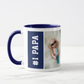 Nummer eins Papa Navy Blue Custom 4 FotoCollage Tasse (Links)