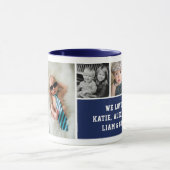 Nummer eins Papa Navy Blue Custom 4 FotoCollage Tasse (Zentrum)