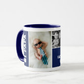 Nummer eins Papa Navy Blue Custom 4 FotoCollage Tasse (Vorderseite Links)