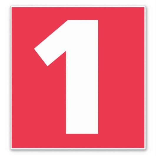 Nummer eins Rot-Weiß-Aufkleber Aufkleber (Vorderseite)