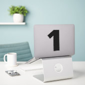 Nummer eins Schwarzweiß-Aufkleber Aufkleber (Laptop auf Schreibtisch)