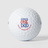 Nummer eins Vater Name Red Blue Funky Typografy Golfball (Vorderseite)