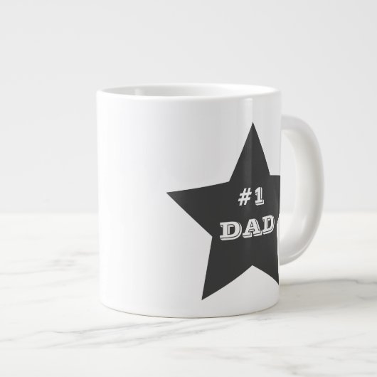 Nummer eins Vater, Nummer 1 Gray Star Jumbo-Tasse (Vorderseite Rechts)