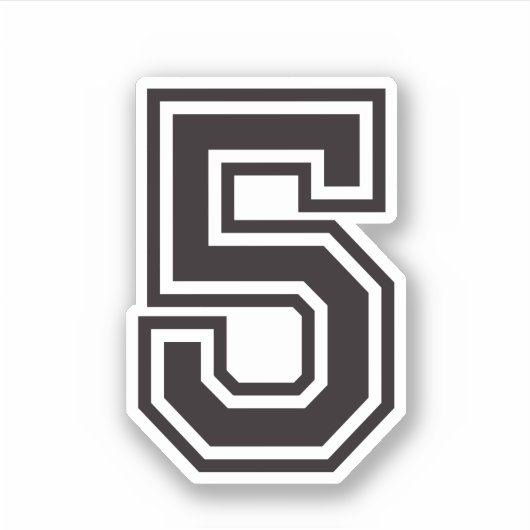 Nummer fünf 5 Schriftart sportlicher Uni Aufkleber (Vorderseite)
