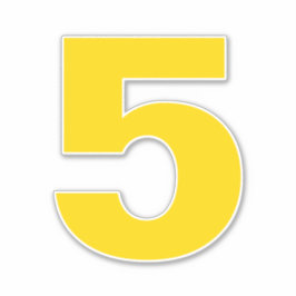 Nummer fünf Gold- und Weißaufkleber Aufkleber