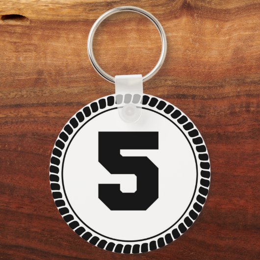 Nummer fünf Kreis Schlüsselanhänger (Vorderseite)