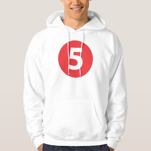 Nummer fünf rot hoodie (Vorderseite)