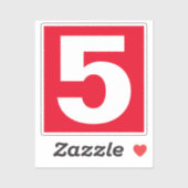 Nummer fünf Rot-Weiß-Aufkleber Aufkleber (Blatt)
