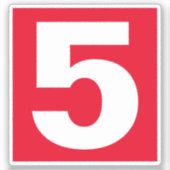 Nummer fünf Rot-Weiß-Aufkleber Aufkleber (Vorderseite)