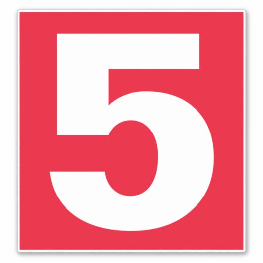 Nummer fünf Rot-Weiß-Aufkleber Aufkleber (Vorderseite)