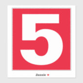 Nummer fünf Rot-Weiß-Aufkleber Aufkleber (Blatt)