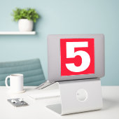 Nummer fünf Rot-Weiß-Aufkleber Aufkleber (Laptop auf Schreibtisch)
