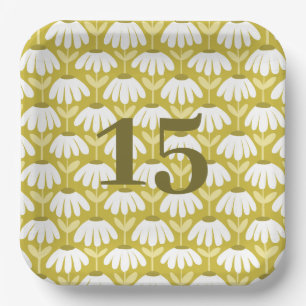 Nummer Geburtstag/Jubiläum Olive Vintage Floral Pappteller