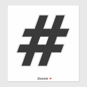 Nummer Hashtag Schwarz-Weiß-Aufkleber Aufkleber