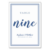 Nummer neun einfache klassische blaue Hochzeit Tischnummer (Rückseite)