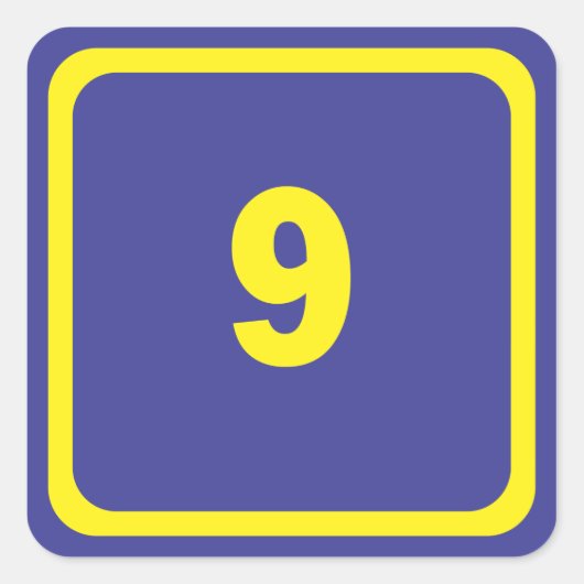 Nummer neun quadratischer aufkleber (Vorderseite)
