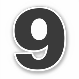 Nummer neun Schwarzweiß-Aufkleber Aufkleber