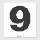 Nummer neun Schwarzweiß-Aufkleber Aufkleber (Blatt)