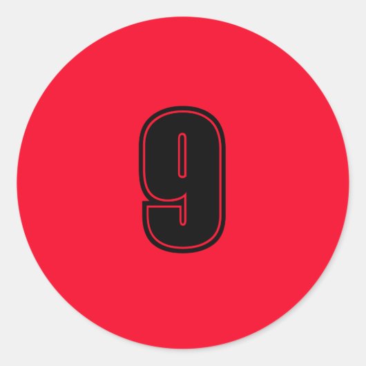 Nummer Nine Planung liefert einfache 9 rote schwar Runder Aufkleber (Vorderseite)
