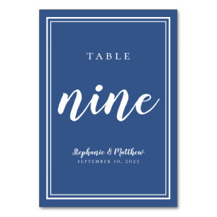 Nummer NINE Simple Classic Blue White Wedding Tischnummer