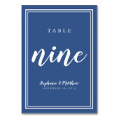 Nummer NINE Simple Classic Blue White Wedding Tischnummer (Rückseite)