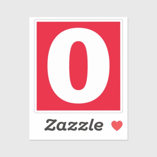 Nummer Null Rot und Weiß Aufkleber (Blatt)