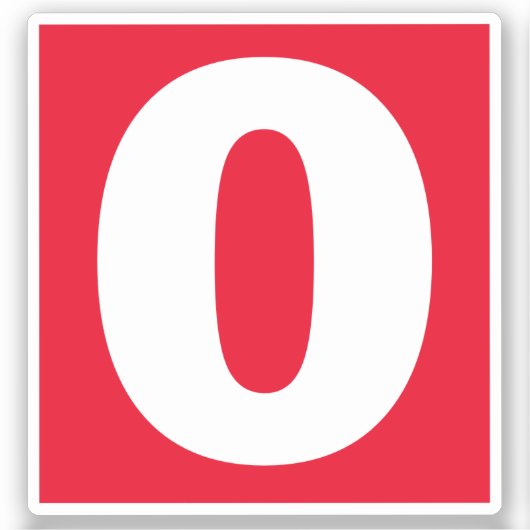 Nummer Null Rot und Weiß Aufkleber (Vorderseite)