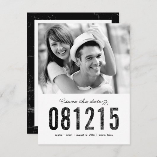 NUMMER Save the Date Postkarte (Vorne/Hinten)