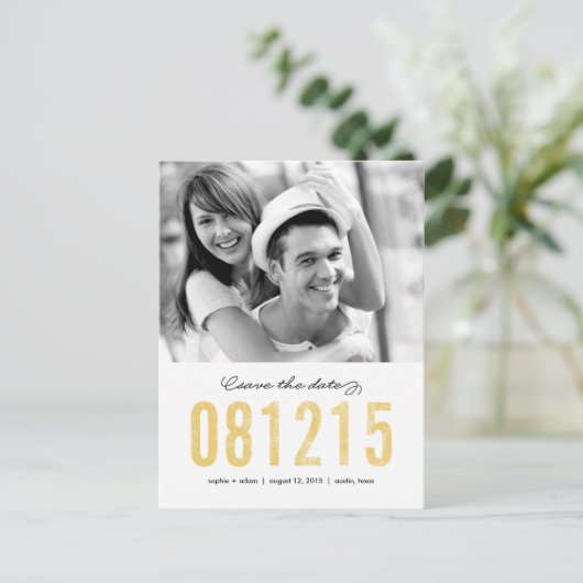 NUMMER Save the Date Postkarte (Stehend Vorderseite)