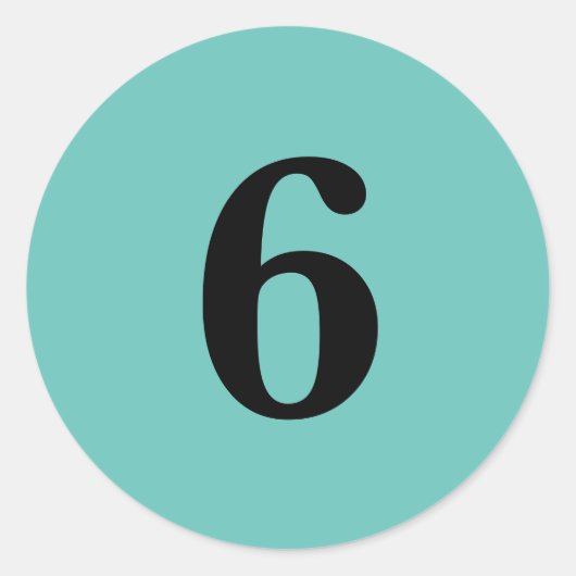Nummer sechs Planung liefert einfache 6 Aqua schwa Runder Aufkleber (Vorderseite)