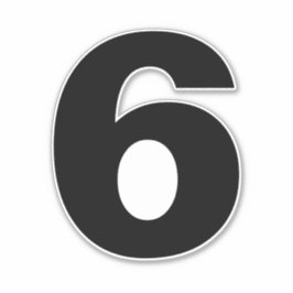 Nummer sechs Schwarz und Weiß. Nummer 6 Aufkleber