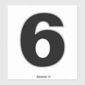 Nummer sechs Schwarz und Weiß. Nummer 6 Aufkleber (Blatt)
