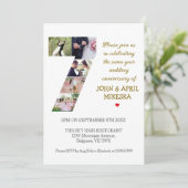 Nummer Sieben Foto Hochzeit Jahrestag Einladung (Stehend Vorderseite)