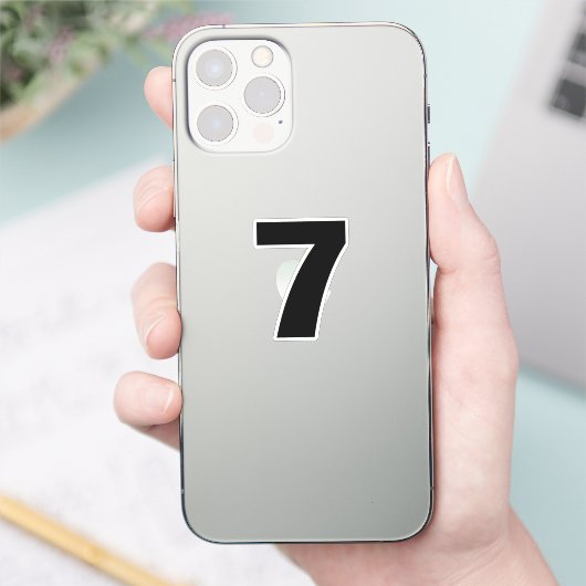 Nummer Sieben Schwarzweiß-Aufkleber Aufkleber (Telefon)