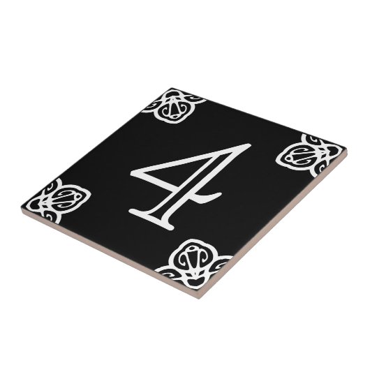 Nummer: Spanisch Weiß auf Schwarz Fliese (Seite)