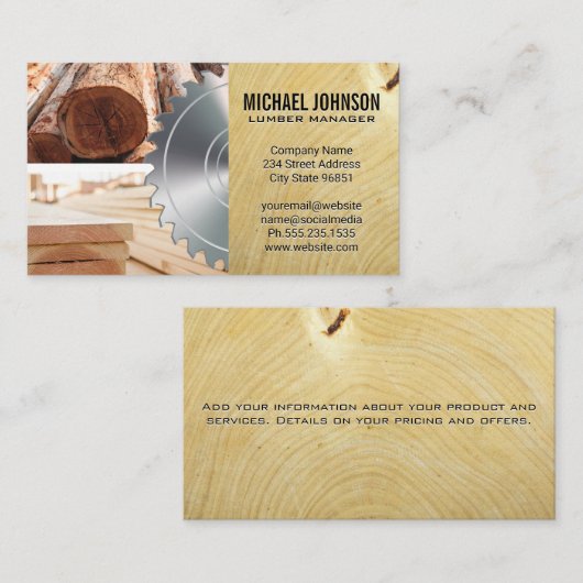 Nummer | Tafeln | Holzkörner | Säge Visitenkarte (Vorne/Hinten)