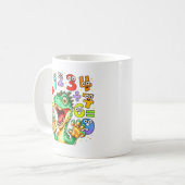 Nummer-Tag-Dinosaurier-Mathe-Design für Kinder Kaffeetasse (Vorderseite Links)