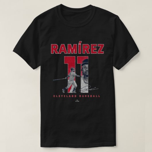 Nummer und Portrait Jose Ramirez Cleveland MLBPA T-Shirt (Design vorne)