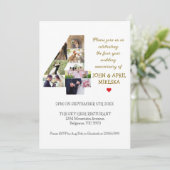 Nummer vier Foto Hochzeitsfeier Einladung (Stehend Vorderseite)
