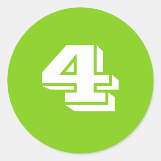 Nummer vier große runde grüne Sticker von Janz (Vorderseite)